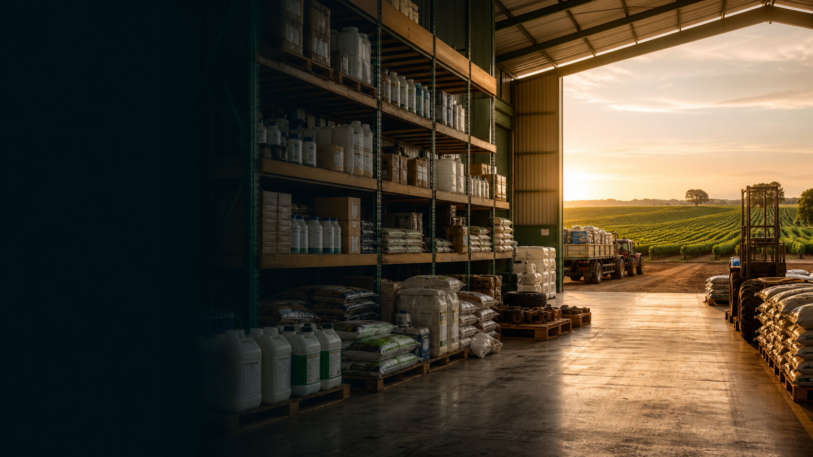 Estoque de insumos agrícolas conectado à atividade no campo